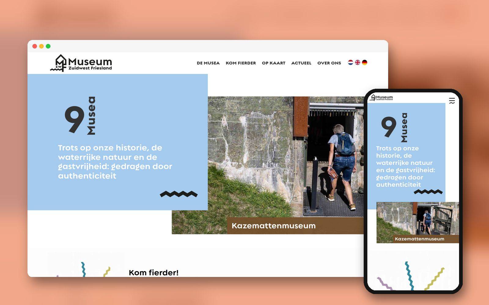 Website van Museum Zuidwest Friesland op laptop en telefoon