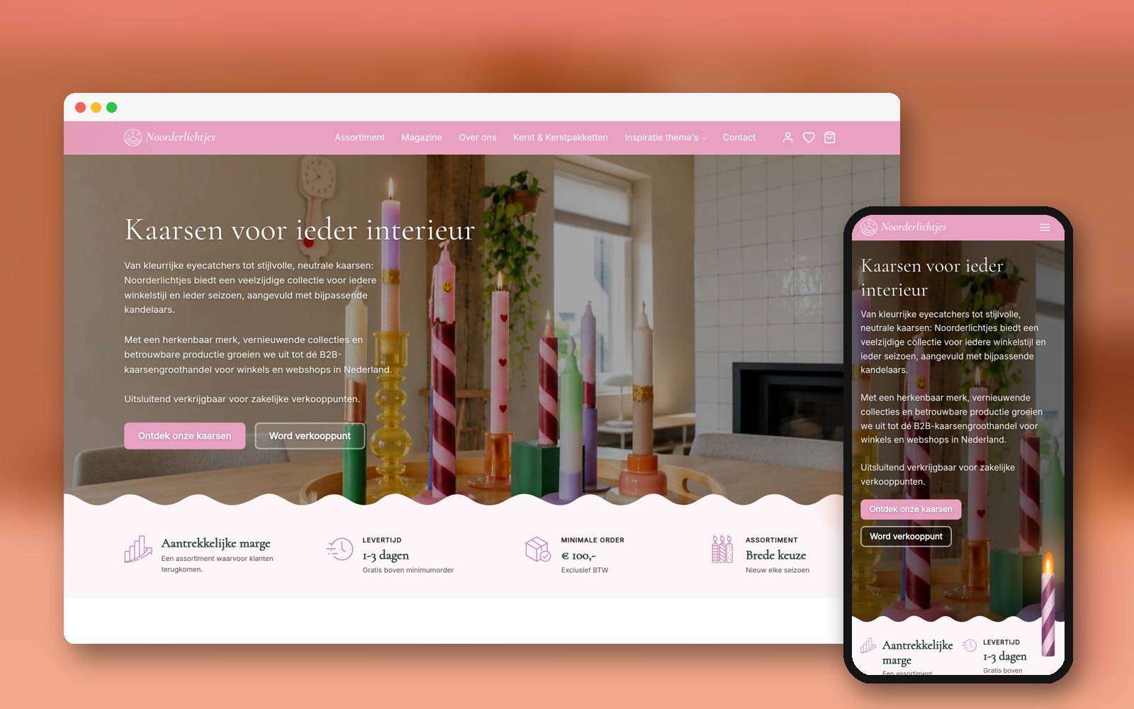 Webshop van Noorderlichtjes op laptop en telefoon